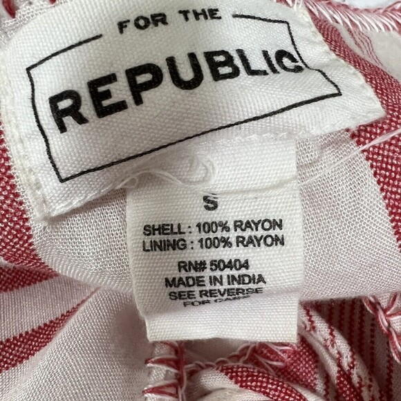 For The Republic Red & White Tassel‎ Striped Ruffle Bell Sleeves Dress Size S - Picture 6 of 11